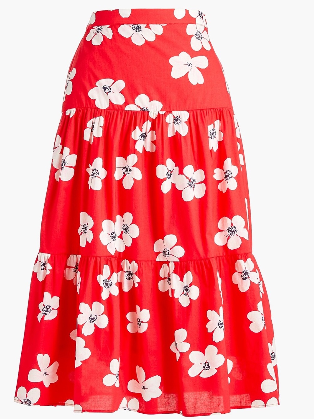 J.Crew Cotton Floral Cherry Blossom Tiered Skirt Size XS